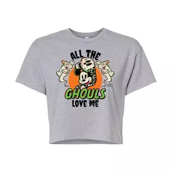 Укороченная футболка с рисунком Disney 100 Juniors All The Ghouls Love Me Licensed Character, серый