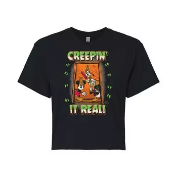 Укороченная футболка с рисунком Disney 100 Juniors Creepin It Real Licensed Character