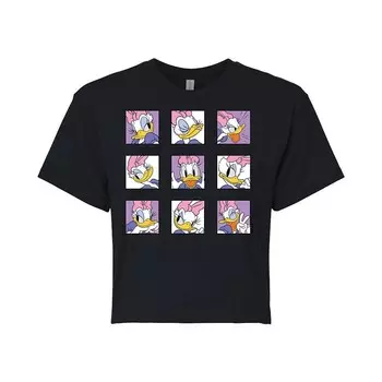 Укороченная футболка с рисунком Disney's Mickey Mouse & Friends Junior's Daisy Duck Emotions Licensed Character, черный