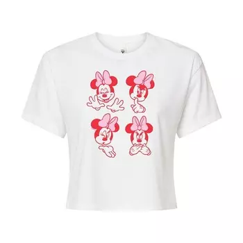 Укороченная футболка с рисунком Disney's Minnie Mouse Juniors Emotions Licensed Character, белый