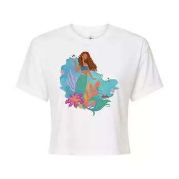 Укороченная футболка с рисунком Disney's The Little Mermaid Ariel для юниоров Licensed Character, белый