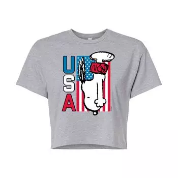 Укороченная футболка с рисунком для прыжков в воду Peanuts USA для юниоров Licensed Character, серый