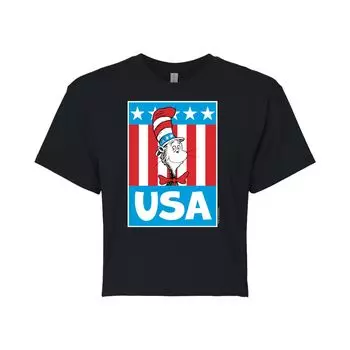 Укороченная футболка с рисунком Dr. Seuss Cat In The Hat для юниоров Licensed Character, черный