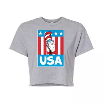 Укороченная футболка с рисунком Dr. Seuss Cat In The Hat для юниоров Licensed Character, серый