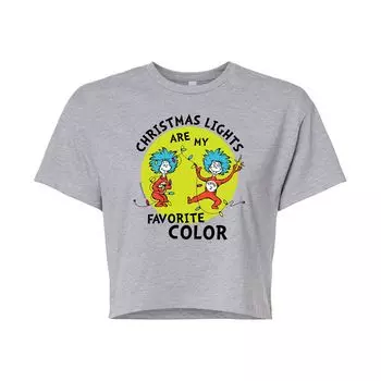 Укороченная футболка с рисунком Dr. Seuss "Christmas Lights" для юниоров Licensed Character, серый