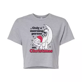 Укороченная футболка с рисунком Garfield для юниоров «Morning Person On Christmas» Licensed Character