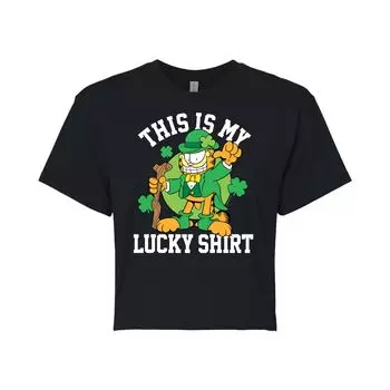 Укороченная футболка с рисунком Garfield My Lucky Shirt для юниоров Licensed Character, черный
