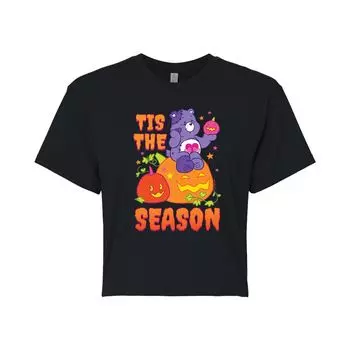 Укороченная футболка с рисунком Juniors' Care Bears Tis The Season Licensed Character, черный