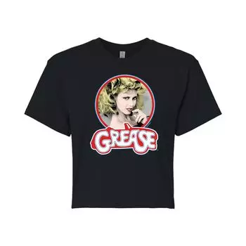 Укороченная футболка с рисунком Juniors' Grease Sandy Head Shot Licensed Character, черный