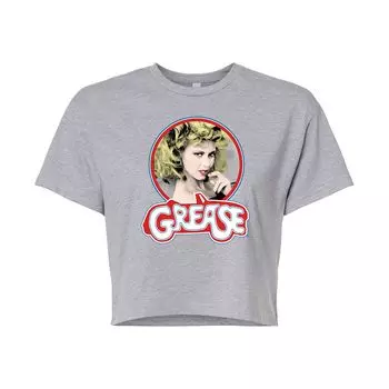 Укороченная футболка с рисунком Juniors' Grease Sandy Head Shot Licensed Character, серый