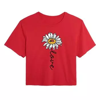 Укороченная футболка с рисунком Juniors' Love Daisy Ladybug Licensed Character, красный