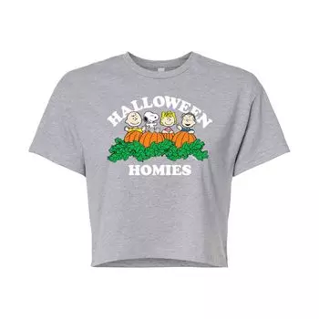 Укороченная футболка с рисунком Juniors' Peanuts "Halloween Homies" Licensed Character