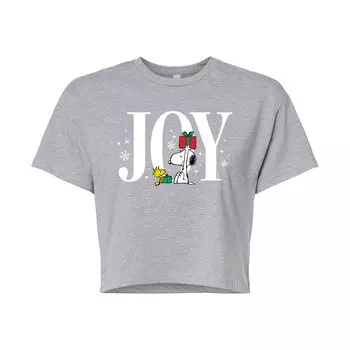 Укороченная футболка с рисунком Juniors' Peanuts Holiday Joy Licensed Character, серый