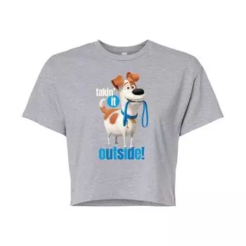 Укороченная футболка с рисунком Juniors' Secret Life Pets Outside Licensed Character, серый