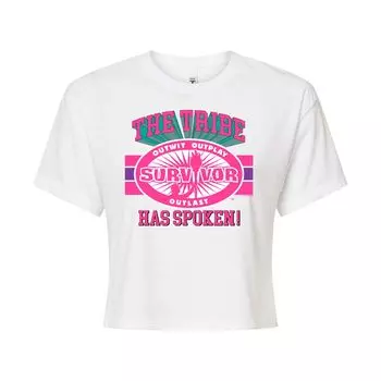 Укороченная футболка с рисунком Juniors Survivor The Tribe Has Spoken Licensed Character, белый