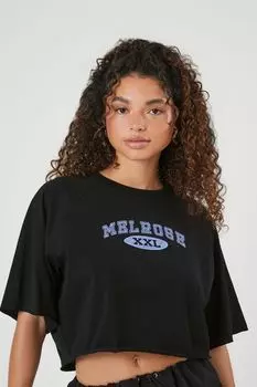 Укороченная футболка с рисунком Melrose Forever 21, черный