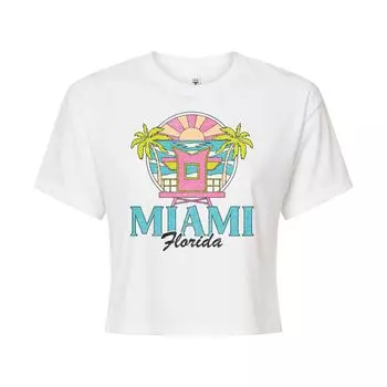 Укороченная футболка с рисунком Miami Florida для юниоров Licensed Character, белый