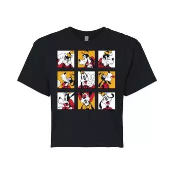 Укороченная футболка с рисунком «Микки Маус и друзья» Disney's для детей Goofy Grid Licensed Character, черный