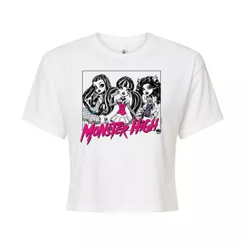 Укороченная футболка с рисунком Monster High для юниоров Monster High Trio Licensed Character, белый