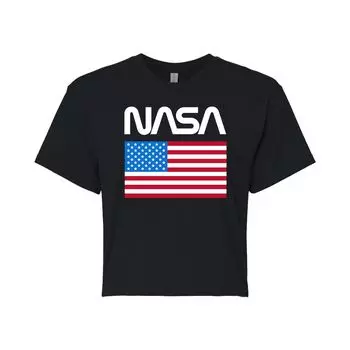 Укороченная футболка с рисунком NASA для юниоров и американским флагом Licensed Character