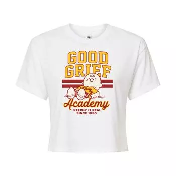 Укороченная футболка с рисунком Peanuts Charlie Brown & Snoopy Good Grief Academy для юниоров Licensed Character, белый