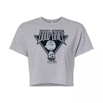 Укороченная футболка с рисунком Peanuts Charlie Brown & Snoopy Good Grief для юниоров Licensed Character, серый
