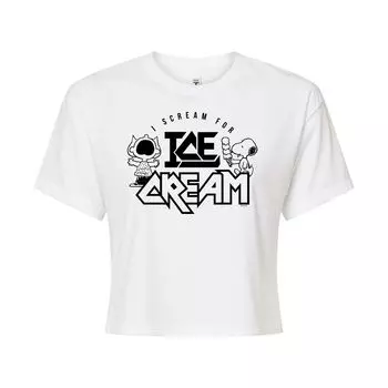 Укороченная футболка с рисунком Peanuts Charlie Brown & Snoopy Ice Cream для юниоров Licensed Character, белый