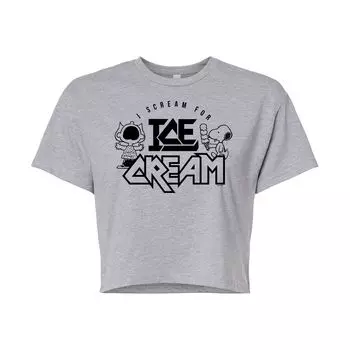 Укороченная футболка с рисунком Peanuts Charlie Brown & Snoopy Ice Cream для юниоров Licensed Character, серый