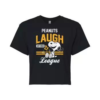 Укороченная футболка с рисунком Peanuts Charlie Brown & Snoopy Laugh League для юниоров Licensed Character