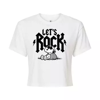 Укороченная футболка с рисунком Peanuts Charlie Brown & Snoopy Lets Rock для юниоров Licensed Character, белый