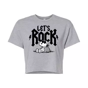 Укороченная футболка с рисунком Peanuts Charlie Brown & Snoopy Lets Rock для юниоров Licensed Character, серый