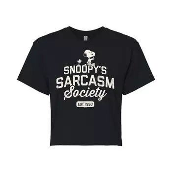 Укороченная футболка с рисунком Peanuts Charlie Brown & Snoopy Sarcasm Society для юниоров Licensed Character, черный