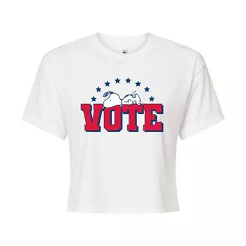 Укороченная футболка с рисунком Peanuts Charlie Brown & Snoopy Vote для юниоров Licensed Character, белый