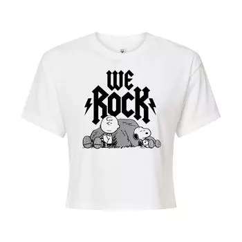 Укороченная футболка с рисунком Peanuts Charlie Brown & Snoopy We Rock для юниоров Licensed Character, белый