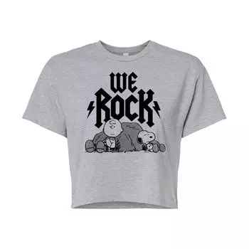 Укороченная футболка с рисунком Peanuts Charlie Brown & Snoopy We Rock для юниоров Licensed Character, серый