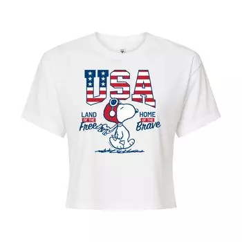 Укороченная футболка с рисунком Peanuts Free Brave для детей Juniors Licensed Character, белый
