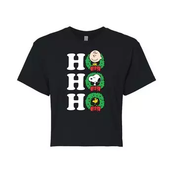Укороченная футболка с рисунком Peanuts Ho Ho Ho для юниоров Licensed Character, черный