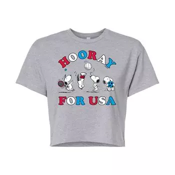 Укороченная футболка с рисунком Peanuts Hooray For USA для юниоров Licensed Character, серый