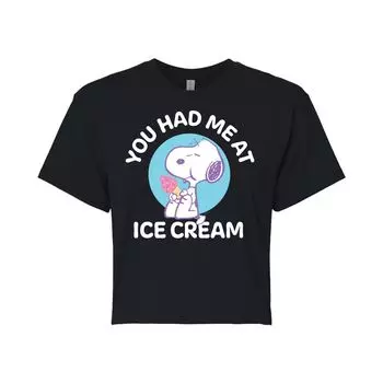 Укороченная футболка с рисунком Peanuts Ice Cream для детей Juniors Licensed Character