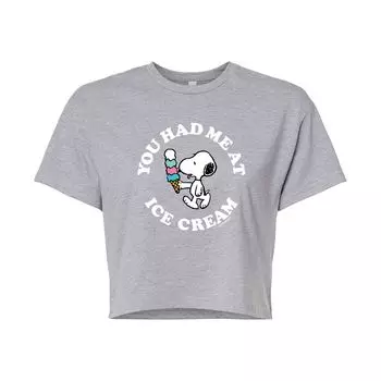 Укороченная футболка с рисунком Peanuts Ice Cream для детей Juniors Licensed Character