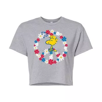 Укороченная футболка с рисунком Peanuts Peace Americana для юниоров Licensed Character, серый