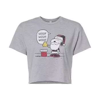 Укороченная футболка с рисунком Peanuts Santa Woof для детей Juniors Licensed Character
