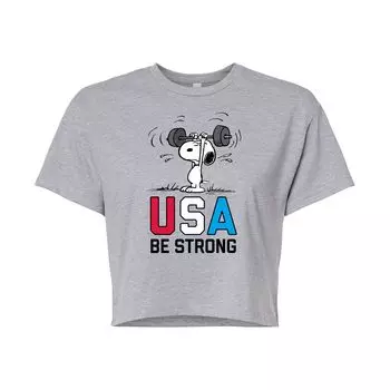 Укороченная футболка с рисунком Peanuts USA для юниоров Licensed Character, серый