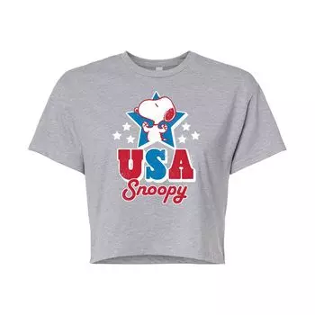 Укороченная футболка с рисунком Peanuts USA Snoopy для юниоров Licensed Character, серый