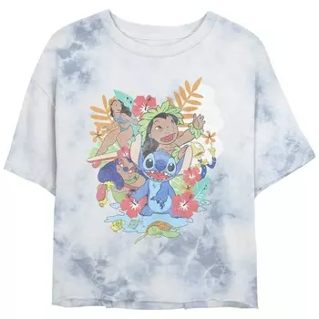 Укороченная футболка с рисунком персонажей Disney's Lilo & Stitch Licensed Character, цвет White Blue