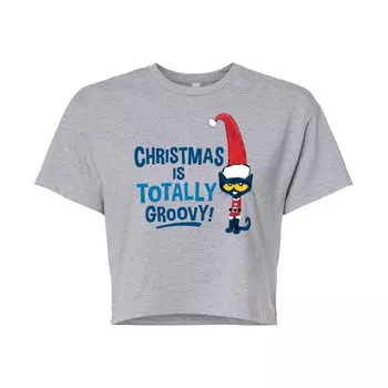 Укороченная футболка с рисунком Pete The Cat Christmas Is Totally Groovy для юниоров Licensed Character