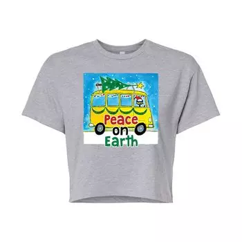 Укороченная футболка с рисунком Pete The Cat Peace On Earth для юниоров Licensed Character