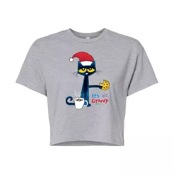 Укороченная футболка с рисунком Pete The Cat Santa Groovy для юниоров Licensed Character