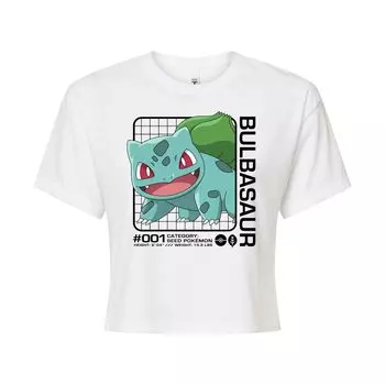 Укороченная футболка с рисунком Pokmon Bulbasaur Stats для юниоров Licensed Character, белый