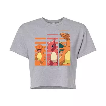 Укороченная футболка с рисунком Pokmon Charmander Evolution для юниоров Licensed Character, серый